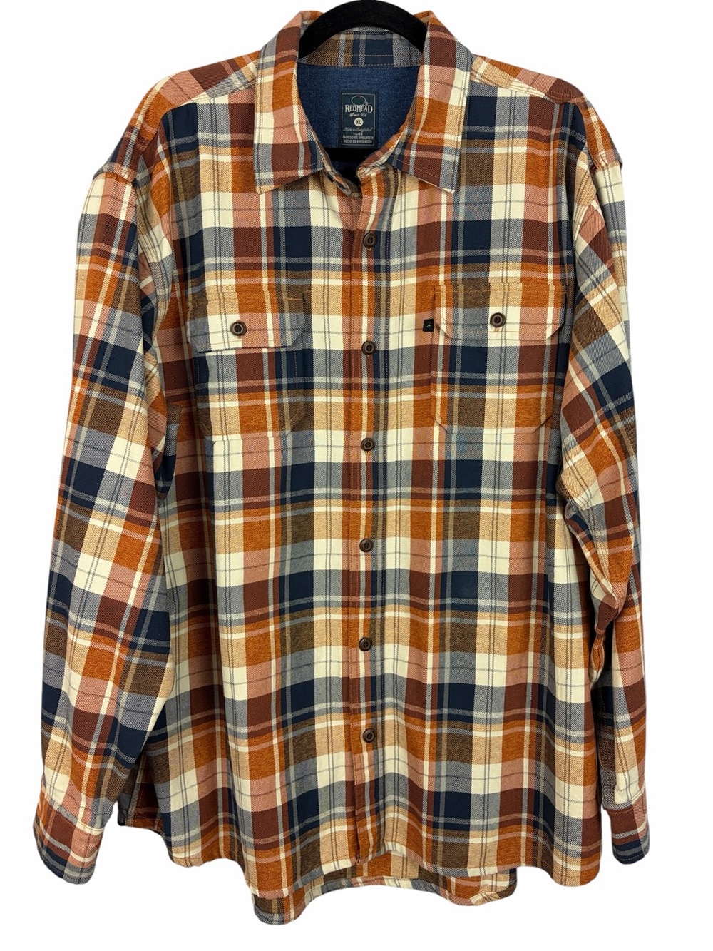 RedHead Men’s XL Plaid Flannel Button-Up Shirt 100% Cotton Outdoor Camping